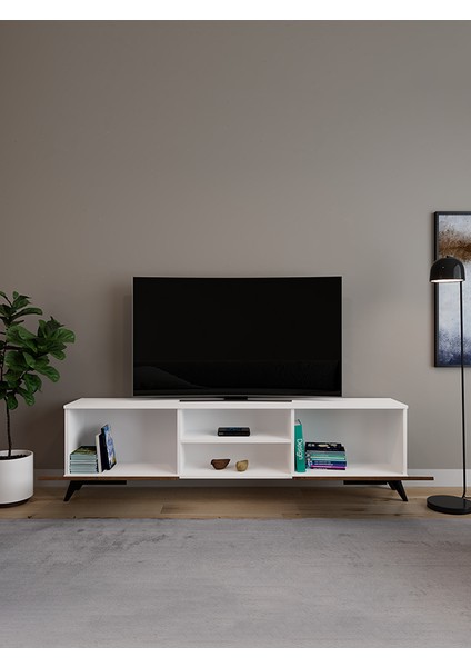 Monaco Düşer Kapaklı Tv Ünitesi 2 Kapaklı 180 cm - Atlantik Çam & Beyaz fiyatları