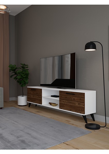 Monaco Düşer Kapaklı Tv Ünitesi 2 Kapaklı 180 cm - Atlantik Çam & Beyaz modelleri