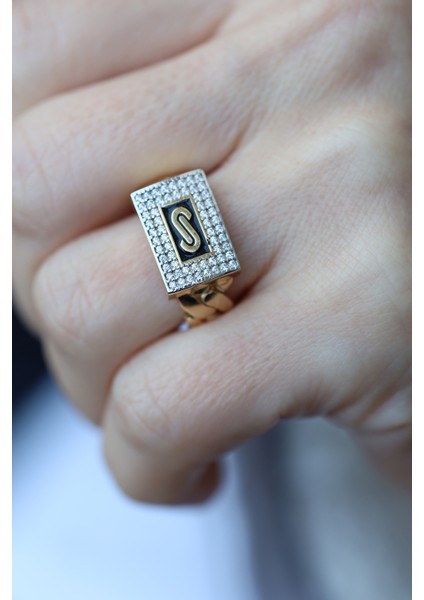 14 Ayar Altın Siyah Mineli Taşlı Gurmet Yüzük fiyatları