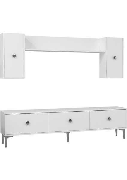 1332TV180-1 Tv Ünitesi Tv Sehpası Beyaz-Gümüş modelleri