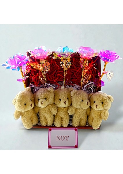 Kutu Ayıcık Beyaz Sonsuzluk Gülü Hediye Seti