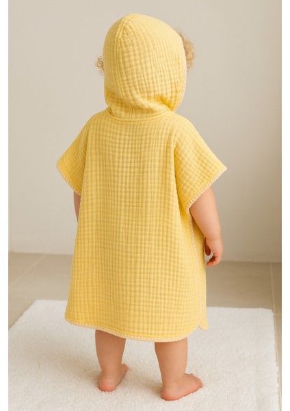 Çoban Dikişli 4 Katlı Sarı %100 Pamuk Bebek Müslin Panço fiyatları