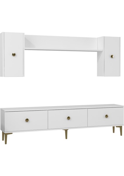 1332TV180-1 Tv Ünitesi Tv Sehpası Beyaz-Altın fiyatları