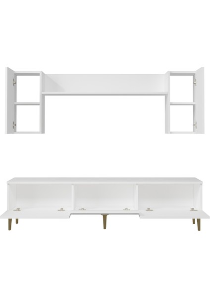 1332TV180-1 Tv Ünitesi Tv Sehpası Beyaz-Altın fırsatları