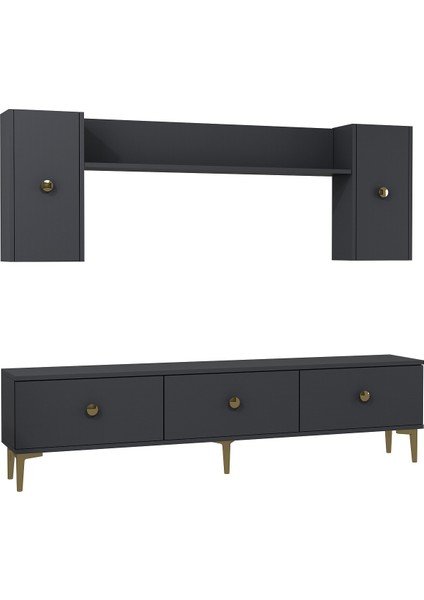 1332TV180-1 Tv Ünitesi Tv Sehpası Antrasit-Altın fırsatları