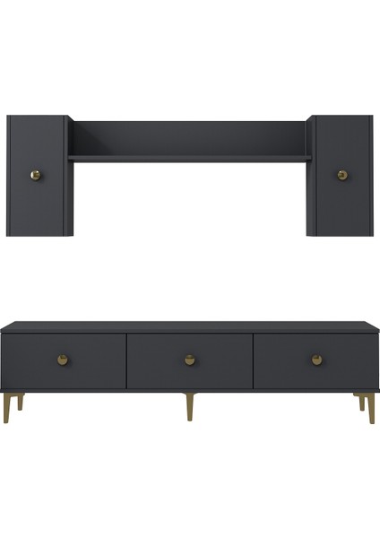 1332TV180-1 Tv Ünitesi Tv Sehpası Antrasit-Altın indirimleri