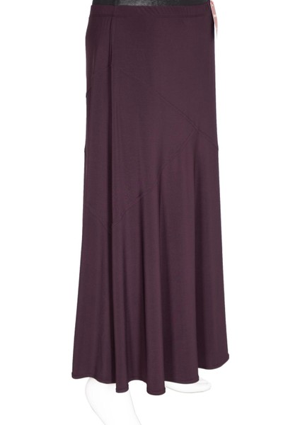 Hesna Kadın Bensu Nervürlü Büyük Beden Sandy Astarsız Mürdüm Etek modelleri