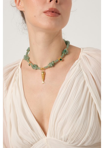 Balık Uçlu Aventurin Kolye indirimleri