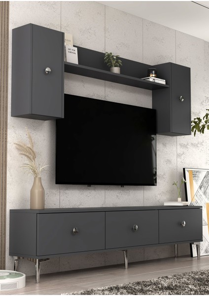 1332TV180-1 Tv Ünitesi Tv Sehpası Antrasit-Gümüş