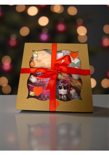 Romantik Hediye Kutusu – Sonsuzluk Gülü, Kar Küresi ve Mini Tavşan Konsept Set