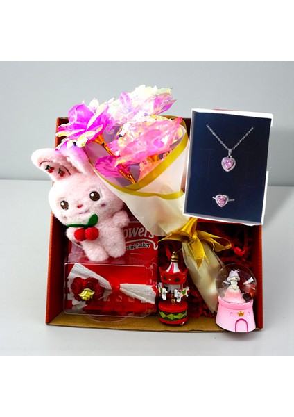 Peluş Hediye Kutusu Karışık Anahtarlık Kar Küresi Çiçek Atlı Karınca Büyük Kutu