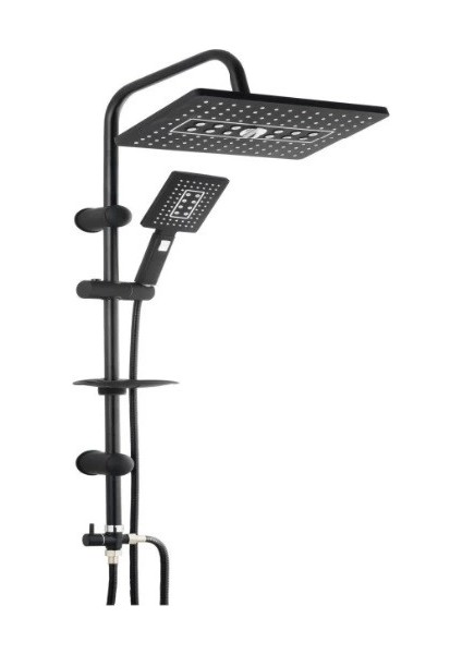 Lüks Robot Duş Seti Mat Siyah Dikdörtgen | Çok Fonksiyonlu Yağmur Robot Duş Siyah ( Lisinya