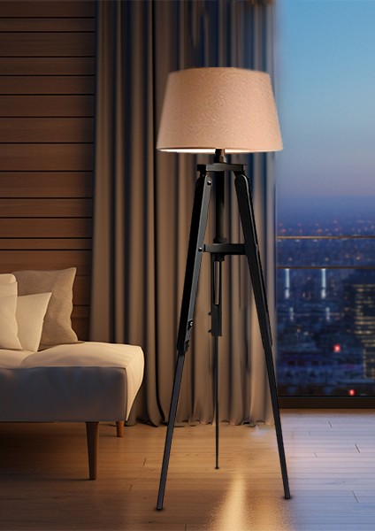 Piega Tripod Lambader Abajur Avize Aydınlatma Ahşap Ladin Ağaç Country Dekor Lamba Aplik Masif Doğal