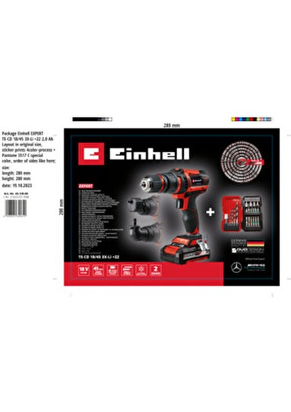 Te-Cd 18/45 Akülü Vidalama Set 1,5 W Güç, 10 mm Anahtarlı Mandren ve 1x2,0 Ah Akü