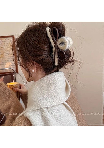 Sonbahar ve Kış Yay Peluş Çizik Klip Büyük Saç Tokası Kadın Yeni Sevimli Başın Arkası Kıdemli Anlamda Köpekbalığı Klip (Yurt Dışından)