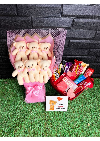 Sevgiliye Özel Ayıcık ve Çikolatalı Kalp Hediye Kutusu fiyatları