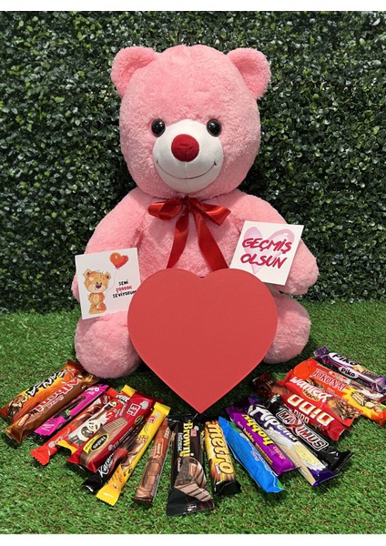 Büyük Pembe Ayıcık ve Kalp Kutuda Çikolatalar ile Sevgiliye Özel Hediye fiyatları