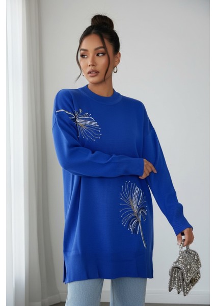 Taş Işlemeli Şık Tasarım Uzun Kollu Triko Tunik Rahat Kalıp Günlük ve Özel Gün Kombinlerine Uygun fiyatları