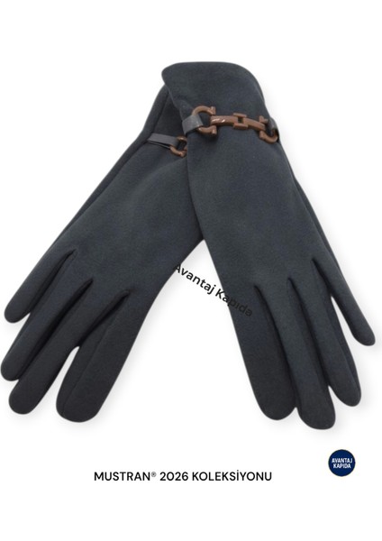 Suyutti Kadın Dokunmatik Süet Eldiven – Tokalı Kışlık Şık Model | Yeni Sezon 2026 Koleksiyonu