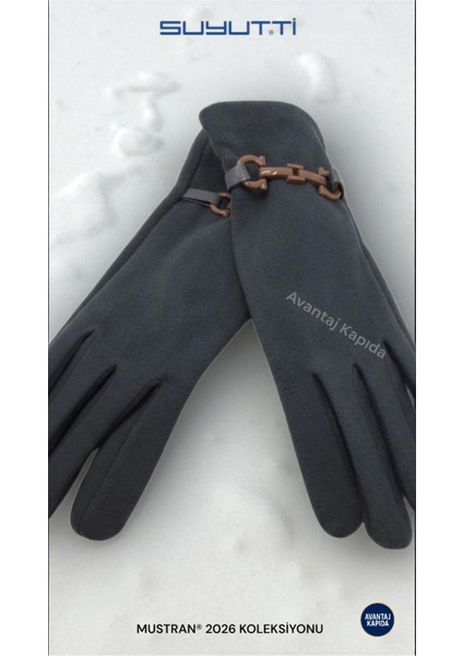 Suyutti Kadın Dokunmatik Süet Eldiven – Tokalı Kışlık Şık Model | Yeni Sezon 2026 Koleksiyonu modelleri
