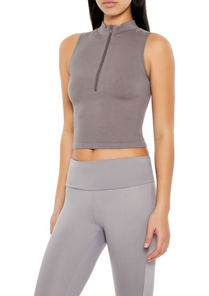 Dikişsiz Yarım Fermuarlı Atlet