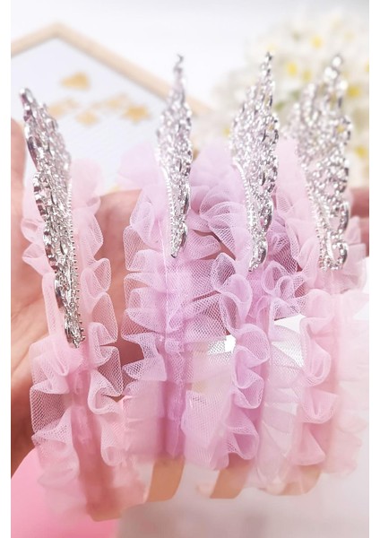 Taşlı ve Taraklı Açık Lila Renkli Kız Çocuk Prenses Taç- Kutulu indirimleri