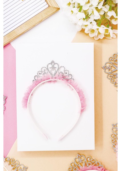 Taşlı ve Taraklı Koyu Pembe Renkli Kız Çocuk Prenses Taç- Kutulu fırsatları