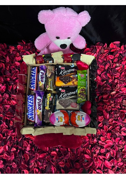 Pembe Ayıcık ve Çikolata Dolulu Hediye Kutusu, Sevgi Dolu Hediye fiyatları