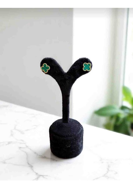 Gold Yeşil Yonca Küpe Bileklik Kolye Seti 3lü Set fırsatları