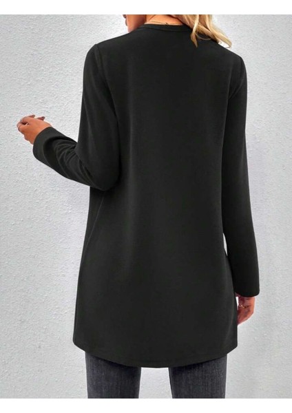 Cottonlab Kadın Uzun Kollu Önü Açık Uzun Modal Ceket