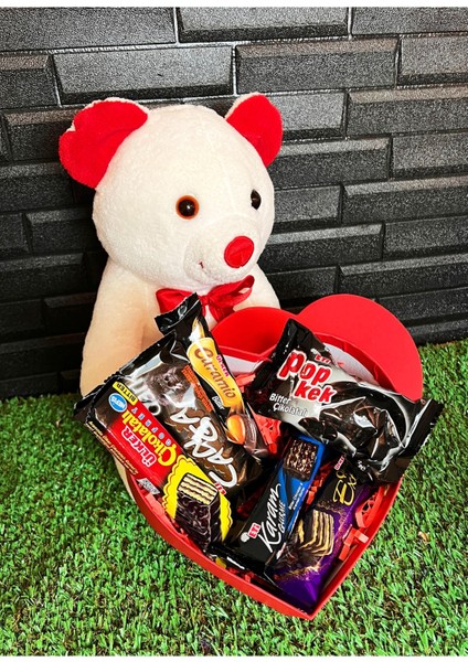 Tatlı Ayıcık ve Çikolatalı Kalp Hediye Kutusu, Doğum Günü, Sevgiliye, Kız Arkadaşa fiyatları