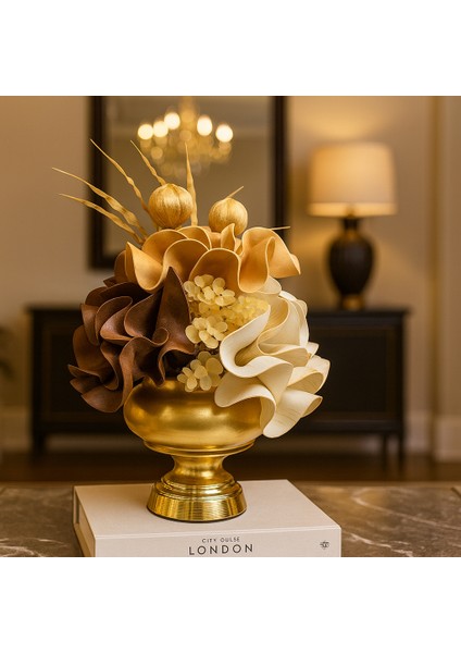 Lüks Şekerlik Model - Latex Aranjman - Metal Saksı Gold/gold fiyatları