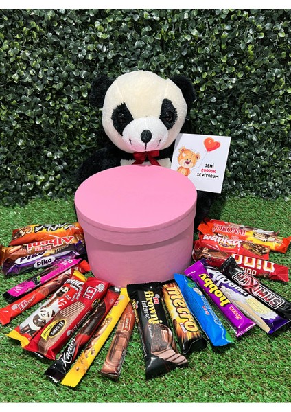Sevgiliye Çikolata Dolu Kutu ve Panda Ayıcık Hediye Seti fiyatları