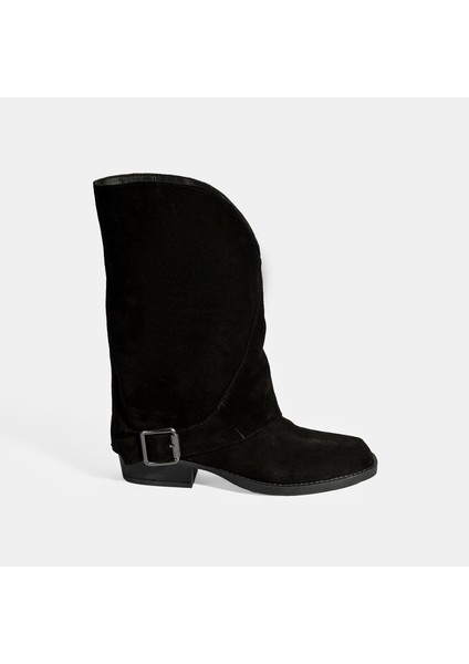 Kadın Siyah Katlama Detaylı Süet Bot fiyatları