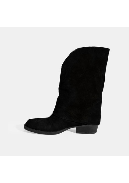 Kadın Siyah Katlama Detaylı Süet Bot modelleri