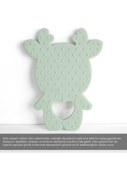 Geyik Silikon Diş Kaşıyıcı - Sevimli Hayvan Figürlü Bebek Diş Kaşıyıcı Dişlik Yeşil fiyatları