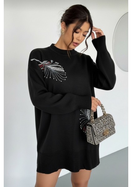 Taş Işlemeli Şık Tasarım Uzun Kollu Triko Tunik Rahat Kalıp Günlük ve Özel Gün Kombinlerine Uygun fiyatları