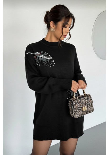 Taş Işlemeli Şık Tasarım Uzun Kollu Triko Tunik Rahat Kalıp Günlük ve Özel Gün Kombinlerine Uygun modelleri