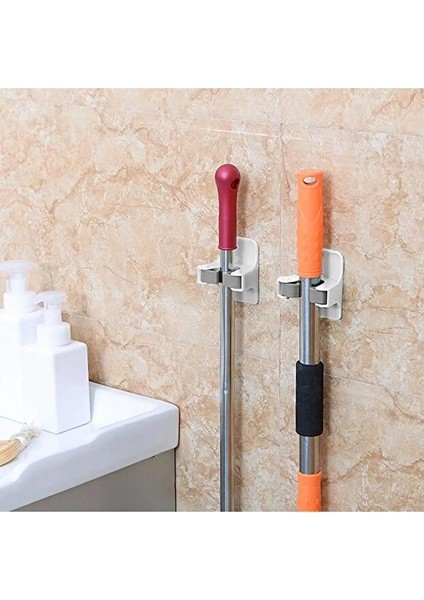 1 Adet Yapışkanlı Pratik Mop Temizlik Fırçası Temizlik Sopası Tutucu Süpürge Sopa Askısı