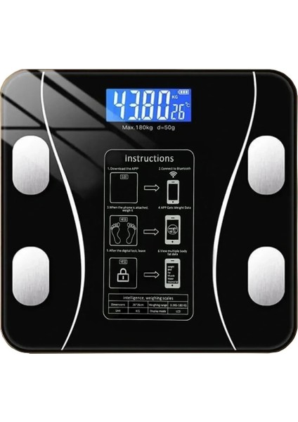 Yağ Ölçer Fonksiyonlu Dijital Baskül Elektronik Tartı Akıllı Bluetooth LCD Dijital Ekran Ev Vücut (5332) fiyatları