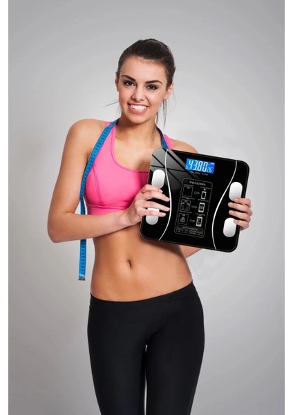 Yağ Ölçer Fonksiyonlu Dijital Baskül Elektronik Tartı Akıllı Bluetooth LCD Dijital Ekran Ev Vücut (5332) indirimleri