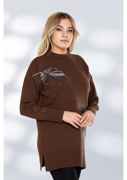 Taş Işlemeli Şık Tasarım Uzun Kollu Triko Tunik Rahat Kalıp Günlük ve Özel Gün Kombinlerine Uygun fiyatları