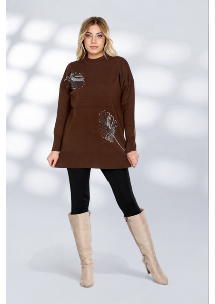 Taş Işlemeli Şık Tasarım Uzun Kollu Triko Tunik Rahat Kalıp Günlük ve Özel Gün Kombinlerine Uygun modelleri