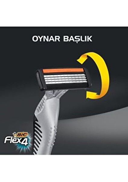 Flex 4 Tıraş Bıçağı 3'lü (4 Bıçak) Kullan-At Özellikli Erkek Tıraş Bıçağı
