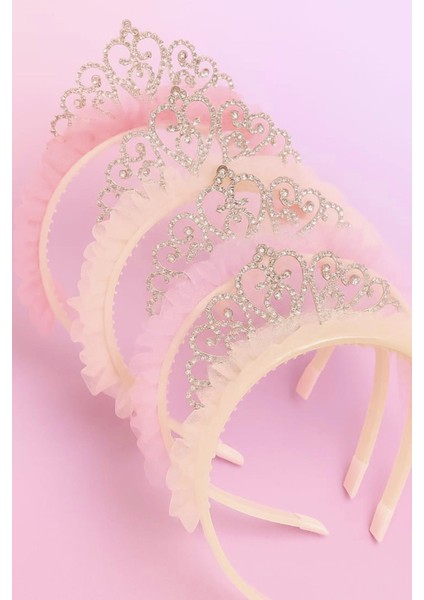 Taşlı ve Taraklı Açık Somon Renkli Kız Çocuk Prenses Taç- Kutulu indirimleri