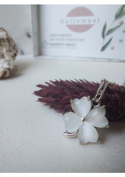 Sedef Doğal Taş Dört Yapraklı Yonca 925 Ayar Gümüş Kolye fiyatları