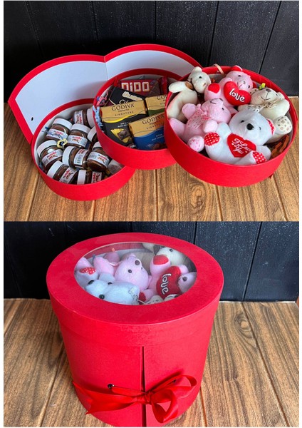 3 Katlı Nutella Ayıcıklar ve Kare Çikolatalar Hediye Kutusu