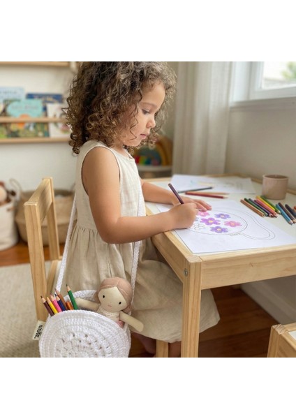 El Örgüsü Kız Çocuk Omuz Çantası - Snow Flake - Beyaz Yuvarlak fırsatları