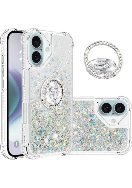 Halka Kickstand Halka Kickstand Köpüklü Kum ile IPhone 16 Için Telefon Kılıfı (Yurt Dışından)