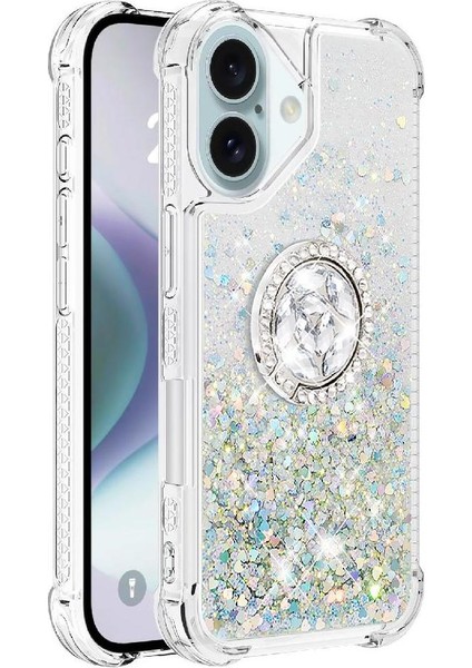 Halka Kickstand Halka Kickstand Köpüklü Kum ile IPhone 16 Için Telefon Kılıfı (Yurt Dışından) modelleri